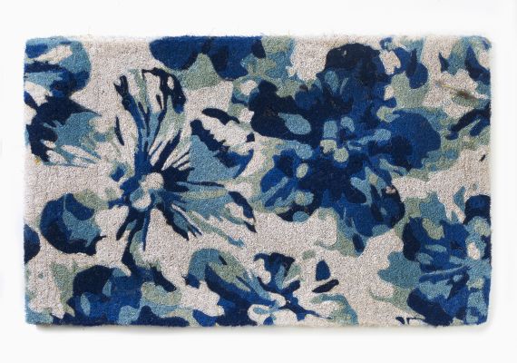 Blue Floral Doormat Durable