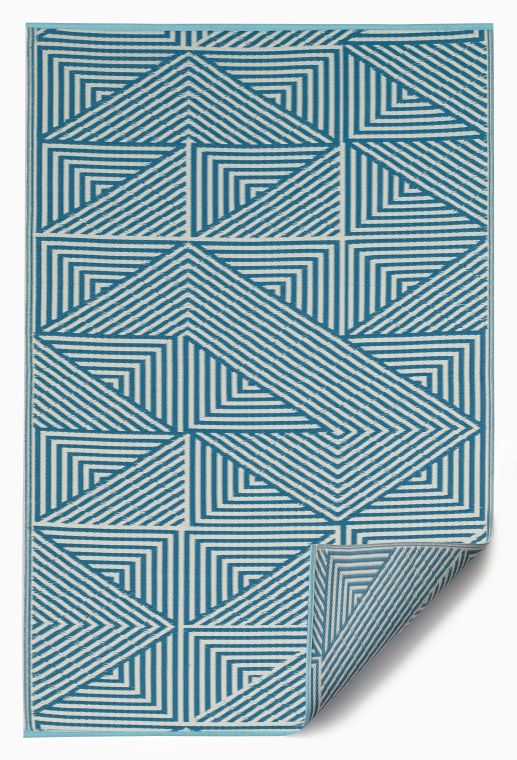 Tokyo - Teal Geometric Outdoor Rug for Patio