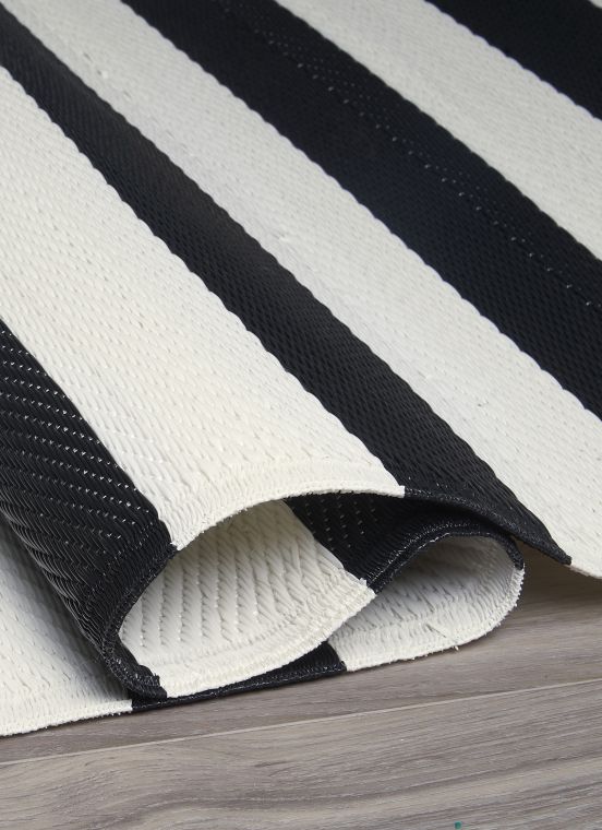 Brittany Stripe - Black & White Foldable Rug