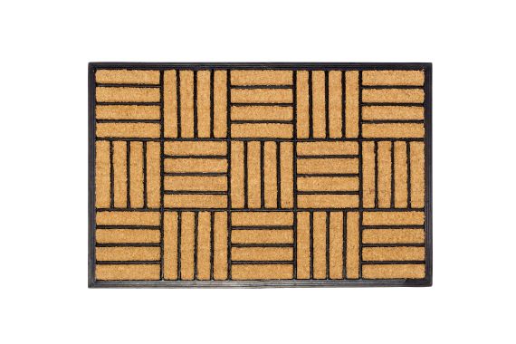 Natural Brushed Coir Parquet Doormat Rubber, Durable