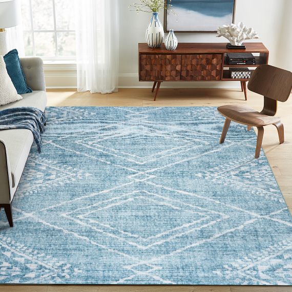 Stain Resistant Machine Washable Light Blue Area Rugs On Sale