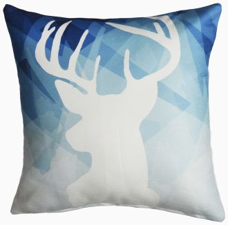 Prism Deer - Blue  Stain Resistant Indoor/Outdoor Pillow for Patio (20" x 20") FINAL SALE