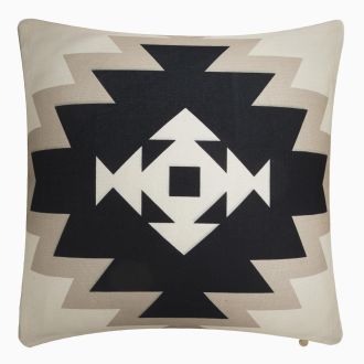 Astana - Black Kilim Stain Resistant Indoor/Outdoor Pillow for Patio (20" x 20")