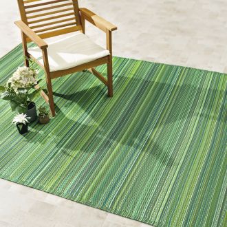 Cancun - Green Striped Outdoor Rug for Patio