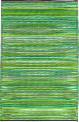 Cancun - Green Striped Outdoor Rug for Patio