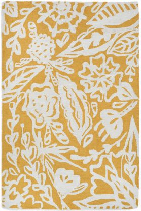 Glamis - Mustard Yellow - Hand Hooked Floral Area Rug