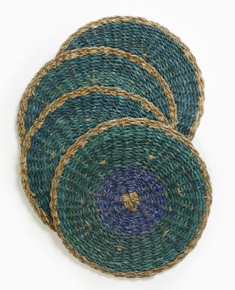 Harlem Blue Round Seagrass Placemat (Set of 4)