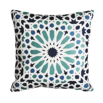 Mosaic - Multi Blue Tile Stain Resistant Indoor/Outdoor Pillow for Patio 