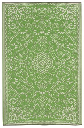Murano - Lime Green & Cream  Persian Outdoor Rug for Patio FINAL SALE