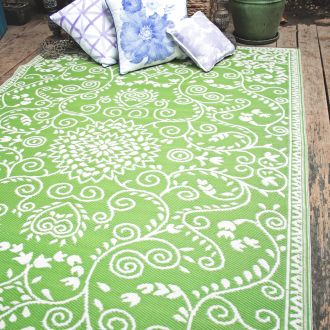 Murano - Lime Green & Cream  Persian Outdoor Rug for Patio FINAL SALE