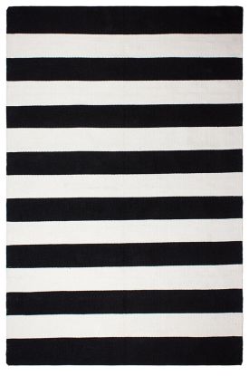 Nantucket - Black & White  Striped Indoor/Outdoor Area Rug