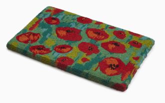 Field of Poppies - Red Multi Doormat (18" x 30" Thick) Handwoven Durable