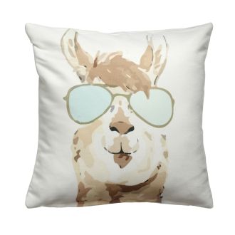 Watercolor Llama - Multi Stain Resistant Indoor/Outdoor Pillow for Patio (20" x 20")