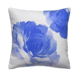 Watercolor Rose - Blue Floral Stain Resistant Indoor/Outdoor Pillow for Patio (20" x 20") FINAL SALE