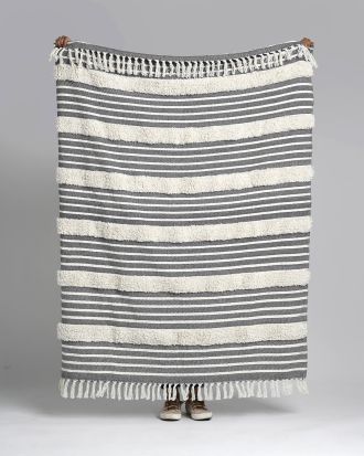 Domenech - Gray & Natural Cotton Throw Blanket 50" x 60"