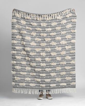 Fulton - Gray & Natural Cotton Throw Blanket 50" x 60"