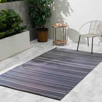 Cancun - Midnight Striped Outdoor Rug for Patio