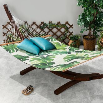 Panama - Green Tropical Recycled Polyester Hammock for Patio - (55" x 82")