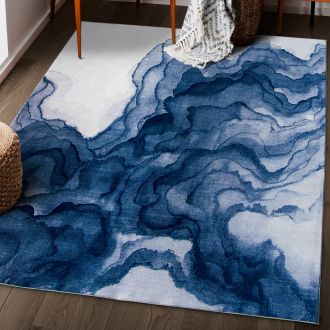 Ian Abstract - Blue - AB-CON-BL - ReaLife Machine Washable Rug