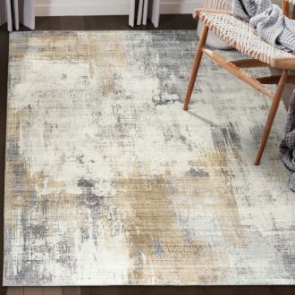 Quinn Abstract - Beige Gray Ivory - AB-MDR-BG - ReaLife Machine Washable Rug