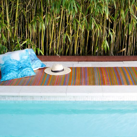 Fab Habitat Cancun Indoor/Outdoor Rug, Turquoise & Moss Green, 4' x 6