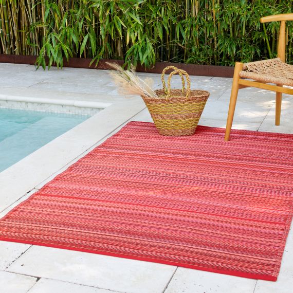 Fab Habitat Outdoor Rug - Waterproof, Fade Resistant, Crease-Free - Premium Recycled Plastic - Striped - Porch, Deck, Balcony, H