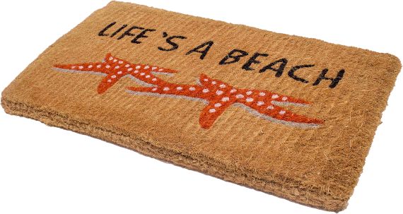Fab Habitat Handwoven Durable Life's a Beach Starfish Doormats On Sale
